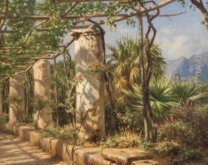 A Sunlit Italian Terrace by Niels Frederik Schiottz-Jensen