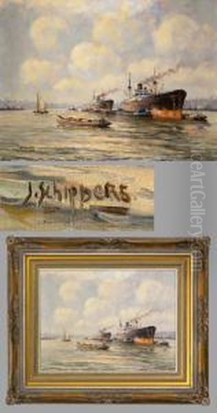 "groser Seehafen" Mit Diversen Dampfschiffen Und Booten - view 1