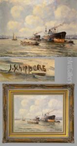 "groser Seehafen" Mit Diversen Dampfschiffen Und Booten by Joseph, Jos. Schippers