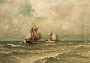 Sailing Vessels At Sea by Piet Schipperus