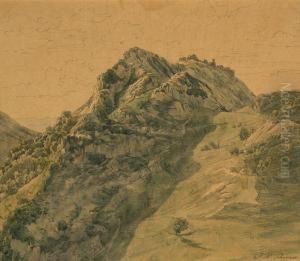 Blick Auf Civitella In Der Serpentara by Johann Wilhelm Schirmer