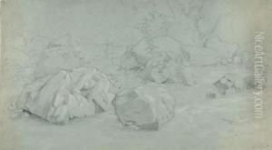 Landschaft Mit Felsen by Johann Wilhelm Schirmer