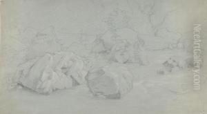 Landschaft Mit Felsen. by Johann Wilhelm Schirmer
