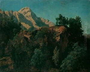 Baumbestandene Hugelige Felskuppe Vor Einer
Schweizer by Johann Wilhelm Schirmer