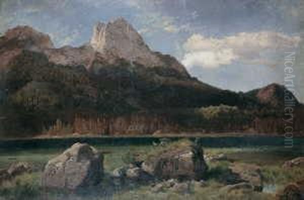 Am Hintersee Bei
 Berchtesgaden.

 Monogrammiert Unten Rechts: S.

 Ol Auf Karton. H 45,5; B 67 - view 1