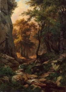 Bewaldete Landschaft Mit by Johann Wilhelm Schirmer