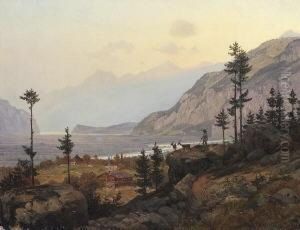 Blick In Ein Weites Flusstal Im
Gebirge by Johann Wilhelm Schirmer
