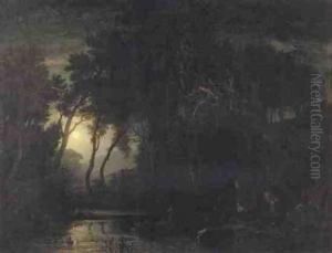 Moonlit Lake by Johann Wilhelm Schirmer