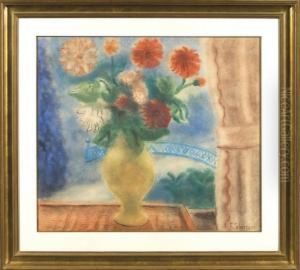 Vase De Fleurs Devant La Fenetre by Ferdinand Schirren