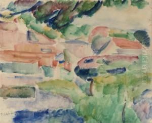 A Village In Summer by Ferdinand Schirren