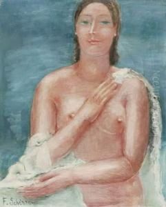 Nu Sur Fond Bleu by Ferdinand Schirren