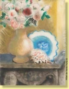 Nature Morte Aux Fleurs Et Au Coquillage. by Ferdinand Schirren