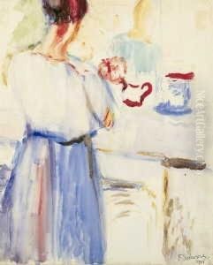 Femme Attablee. Ruckseitig: Le Dejeuner by Ferdinand Schirren