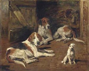 Fox Hounds and a Terrier by John Emms