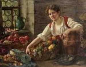 Junge Magd Mit Obst Und
 Gemuse.