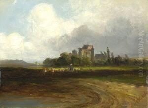 Landschaft Mit Burg. by Eduard I Schleich