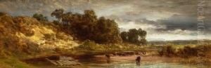 Kuhe Am Isar-ufer by Eduard I Schleich