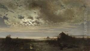 Moorlandschaft Bei
 Sonnenuntergangsstimmung by Eduard Ii Schleich