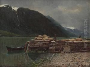 Fra Odda, Hardangerfjorden 1875 by Hans Schleich