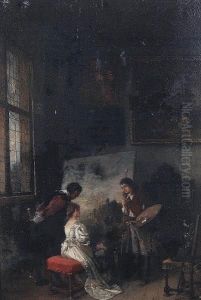 An Artist Presenting Work To His Patrons