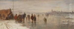 Eisvergnugen Vor Niederlandischer
 Stadt.