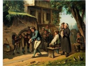 Dorfgesellschaft Beim Kegeln by Carl Schleicher