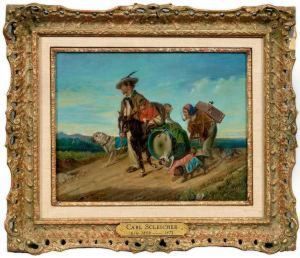 Wanderzirkus In Weiterlandschaft by Carl Schleicher