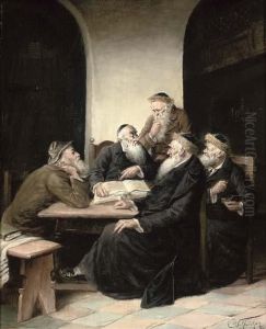 Rabbi Scholars In A Debate by Carl Schleicher