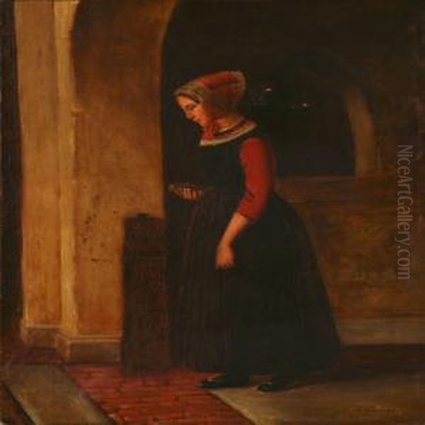 Interior With A Woman In A Folk Costume - view 1