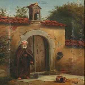 A Monk At A Port Insouthern Europe