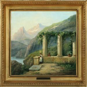 Landscape Withmountains And Pergula by Christian Andreas Schleisner