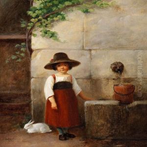 Little Girl With A White Rabbit