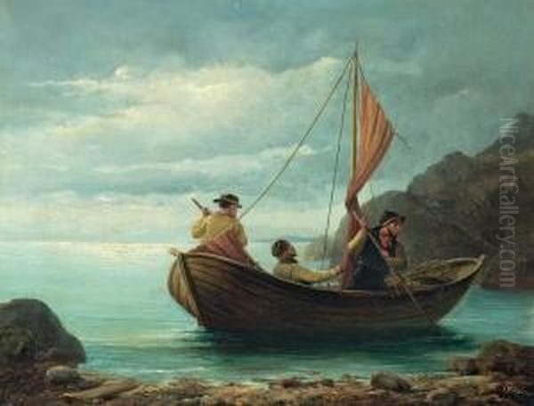 Three Fishermen In A Boat - view 1