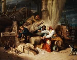 Sailors Playing Cards On Board A Ship