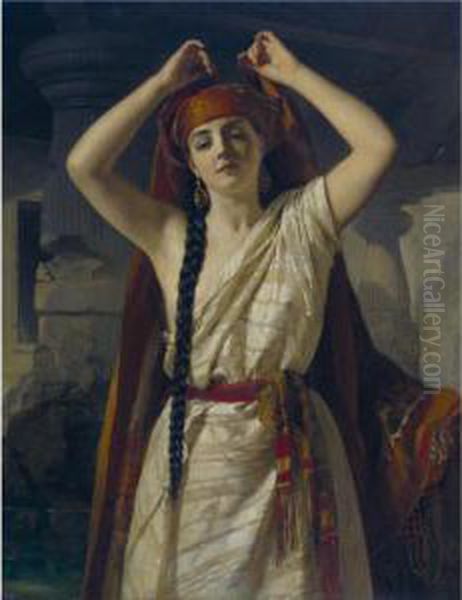 An Egyptian Girl Preparing For A Bath - view 1
