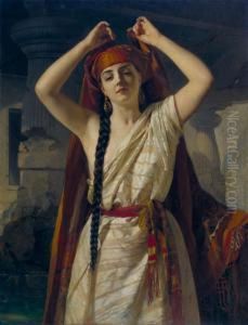 An Egyptian Girl Preparing For The Bath by Henry Guillaume Schlesinger