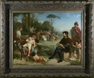 Kunstler Studiert Kinderlaunen In Italienischer Sommerlandschaft