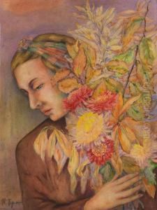 Junge Frau Mit Blumen. Junge Frau Mit Blumen.
