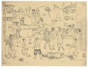 Um Eine Kuh (republik) by Rudolf Schlichter