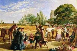 A Harvest scene in Norfolk sketch for Hello Largesse by William Maw Egley
