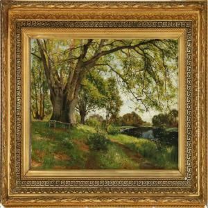 Spring Forest Near A Stream by Carl Schlichting-Carlsen