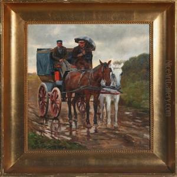 Scene With A Carriage In The Rain - view 1