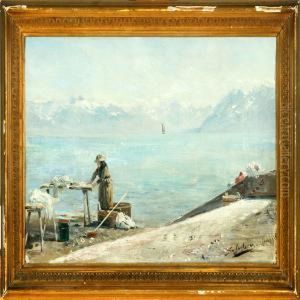 Mountain Lake Scenery From Switzerland by Carl Schlichting-Carlsen