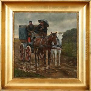 Horse Carriage. Signed Carl Carlsen 1904