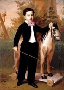 Portrait of a Boy with a Horse by Antonio Maria Esquivel Suarez de Urbina