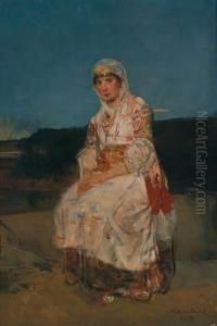 Girl Sitting by Mathias Schmid