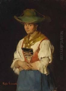 Portrat Eines Tiroler Bauernmadchens. by Mathias Schmid
