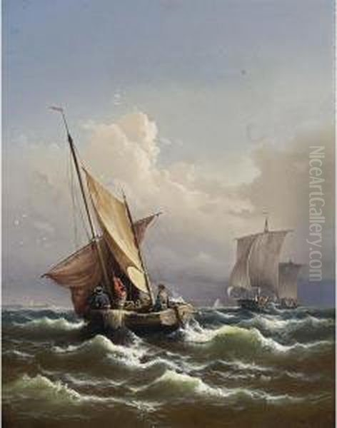 Sailing Vessels On A Rough Sea - view 1