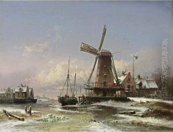 A Windmill In A Winter Landscape - view 1
