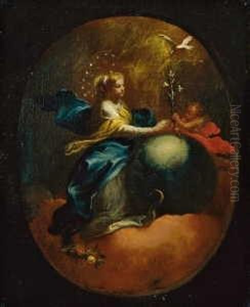 Schmidt , Zugeschrieben Maria Immaculata. Ol Auf Leinwand. H 41; B 33 Cm - view 1